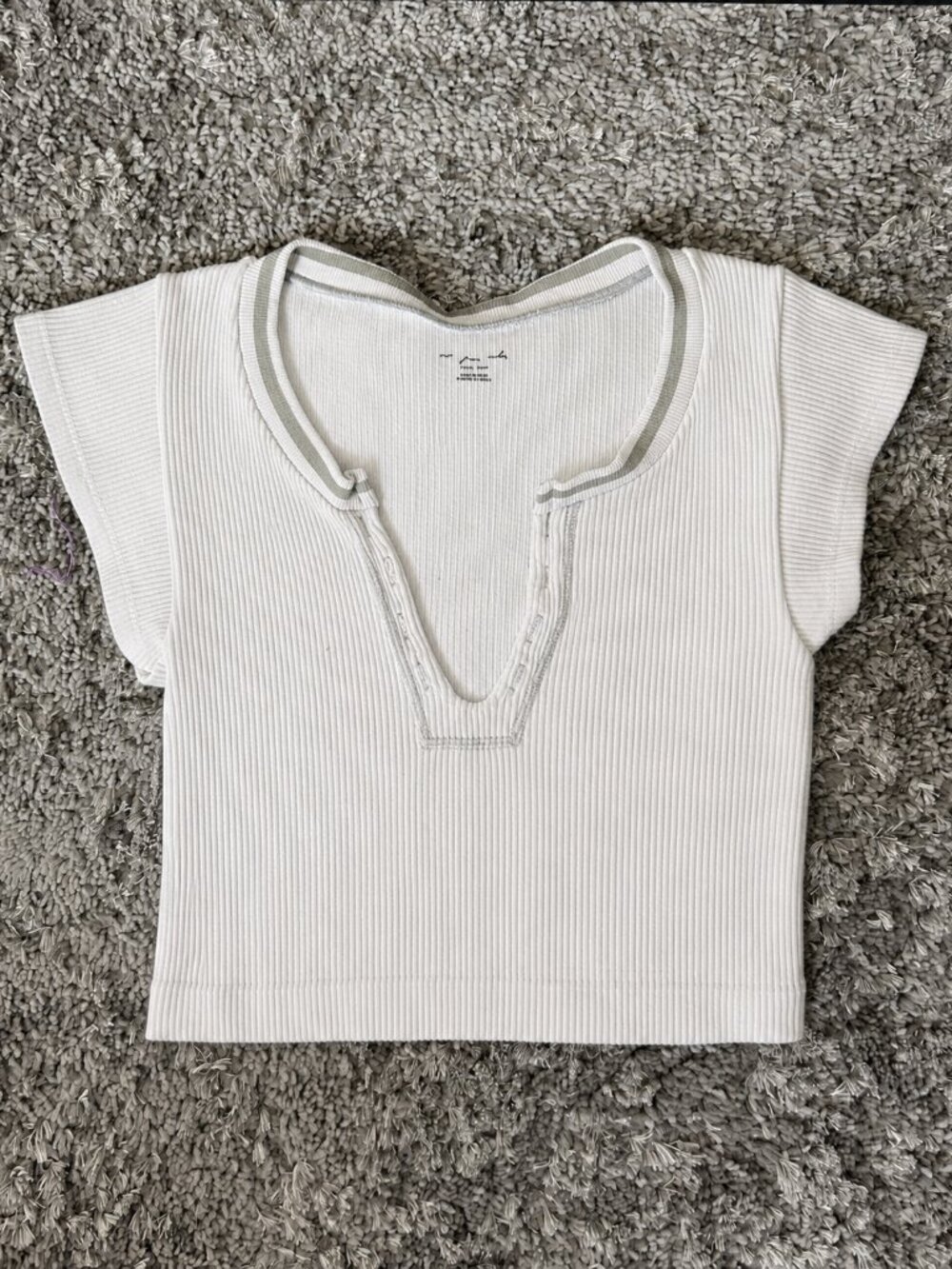 Urban Outfitters Ribbed V neck Out From Under "Go For Gold" Gray top Size XS/S